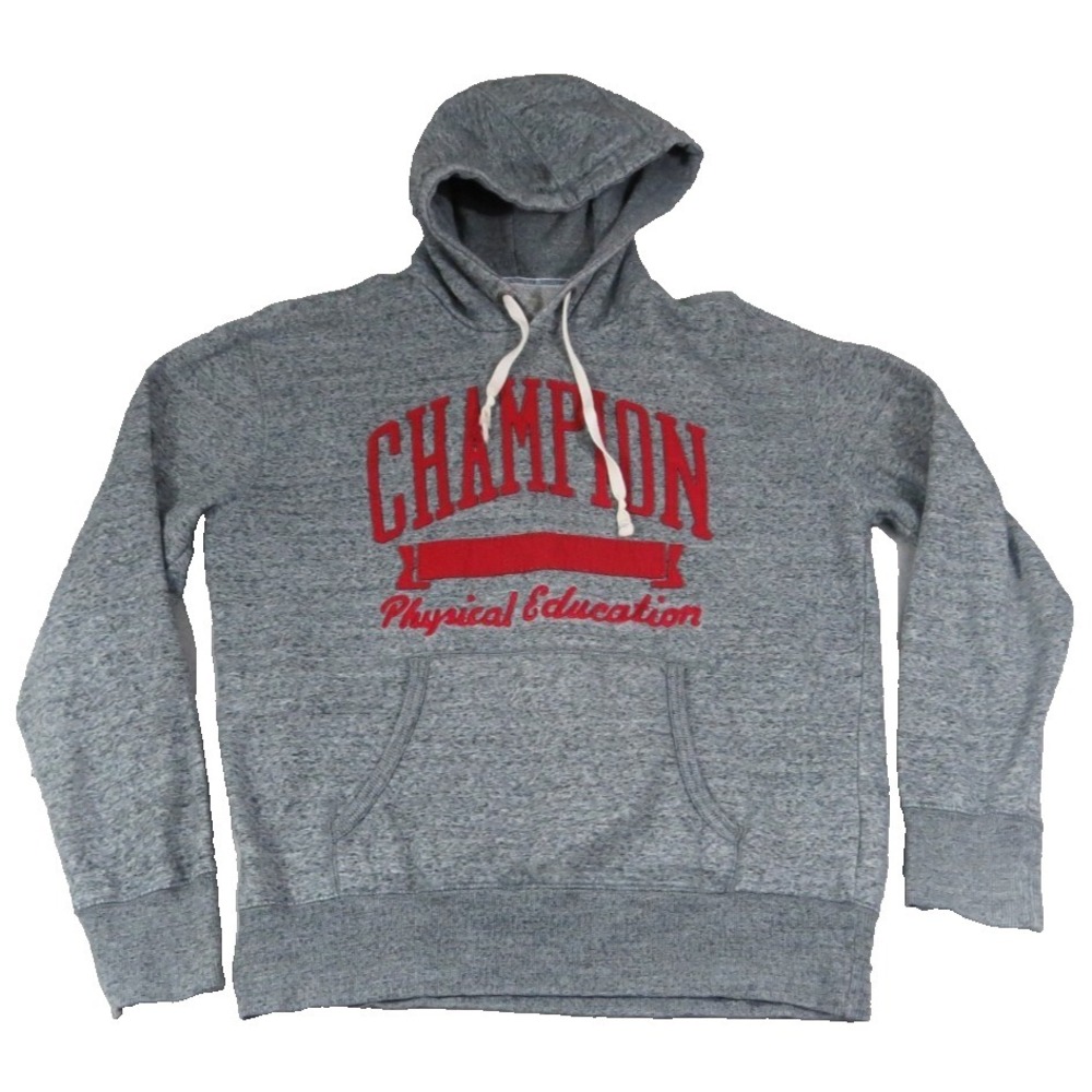 Champion Hoodie Men Medium Gray Physical Education Graphic Cotton Blend Pullover